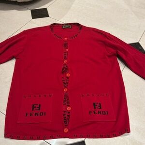 Red fendi cardigan